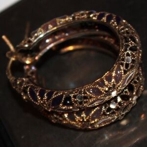 Fantastic DYADEMA Italy 925 sterling silver marked stained glass Earrings